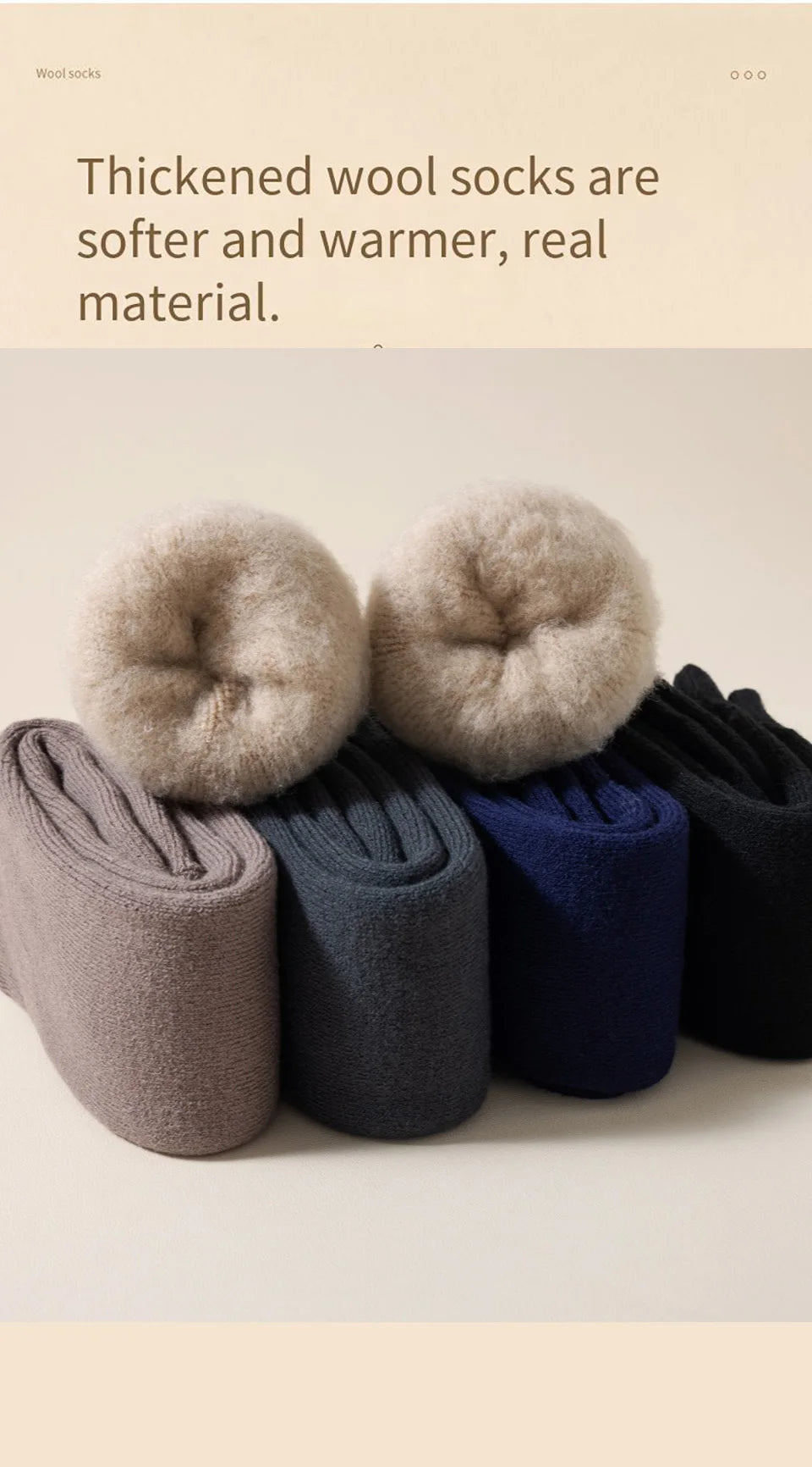 3 Paar, kniehohe Wollsocken,